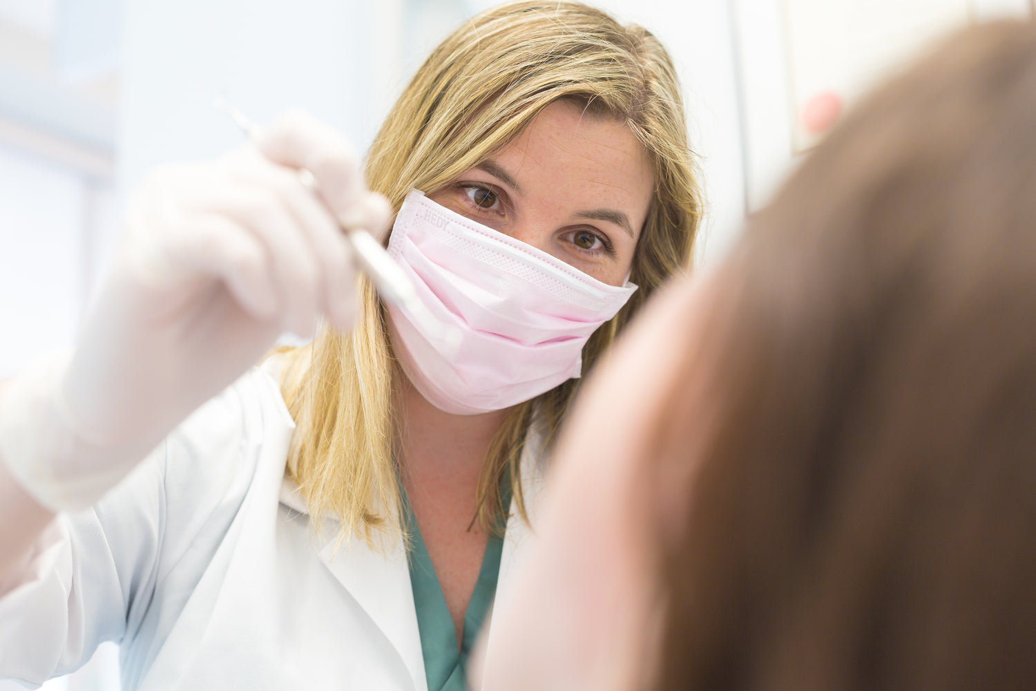 Female dentist at work