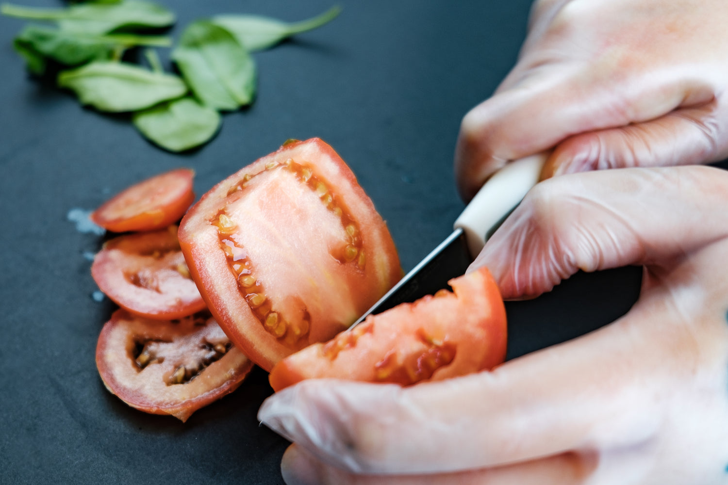 Preparing food with gloves